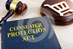 Consumer protection act and gavel on a table