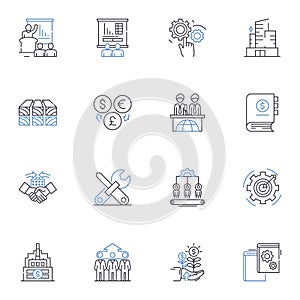 Consumer service line icons collection. Satisfaction, Assistance, Communication, Support, Promptness, Experience photo