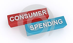 consumer spending word block on white