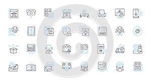 Consumer trade linear icons set. Sales, Marketing, Advertising, Promotion, Branding, Consumerism, Shopping line vector