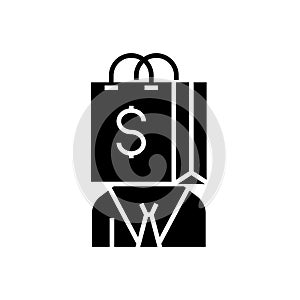 Consumerism icon, vector illustration, black sign on isolated background