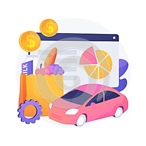 Consumption expenditure abstract concept vector illustration.