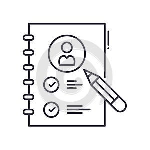 Contact book concept icon, linear isolated illustration, thin line vector, web design sign, outline concept symbol with