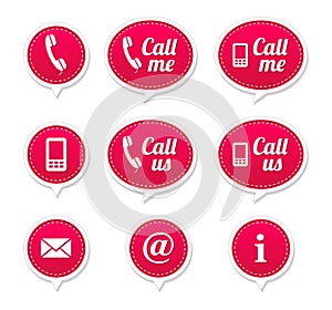 Contact buttons - set of retro speech bubbles