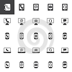 Contact and communication vector icons set