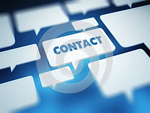 Contact concept, blue communication bubbles