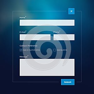 Contact form on blue blured background