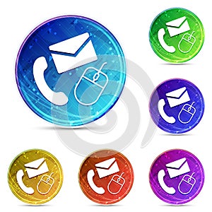 Contact icon digital abstract round buttons set illustration