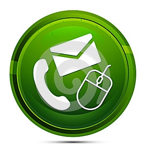 Contact icon glassy green round button illustration