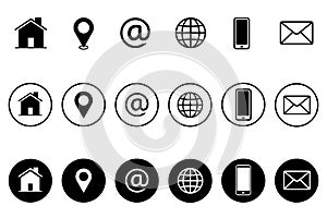 Contact icon set. Collection of Button Communication symbol