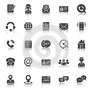 Contact icon set in flat style. Phone communication vector illustration on white isolated background. Website equipment business