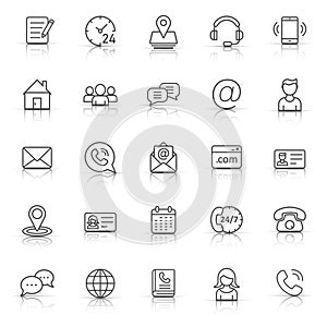 Contact icon set in flat style. Phone communication vector illustration on white isolated background. Website equipment business