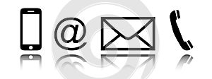 Contact icon set - mobile, phone, mail ,envelope, email symbol