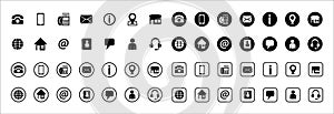 Contact icon vector set. Complete set of business card item icons. Vector stock icon design collection