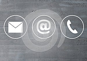 Contact icons email message phone concept