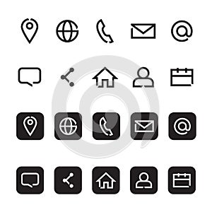 Contact information icons, vector