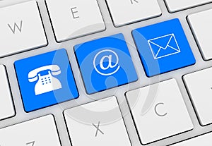 Contact keyboard 3d illustration