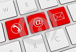 Contact keyboard 3d illustration