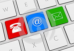 Contact keyboard 3d illustration