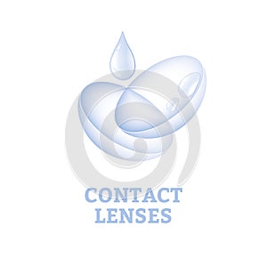 Contact lens and droplet - vector illustration.
