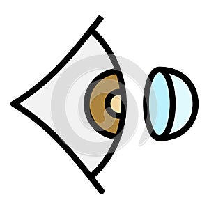 Contact lens and eye icon color outline vector