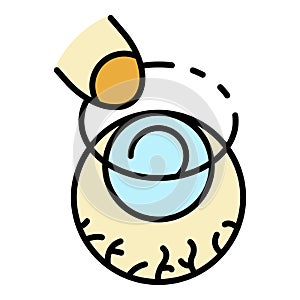 Contact lens on eyeball icon color outline vector