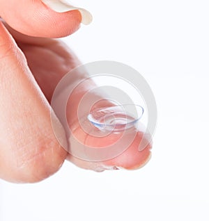 Contact lens on finger