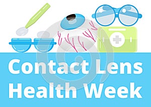 Contact lens health week in August. Glaucoma treatment illustratation vector