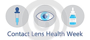 Contact lens health week in August. Glaucoma treatment illustratation vector
