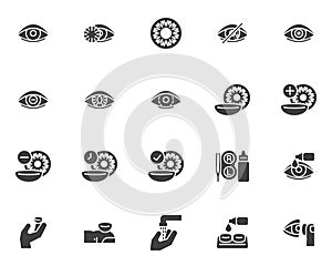 Contact lens vector icons set