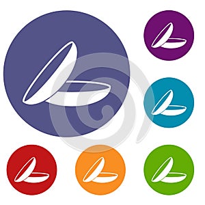 Contact lenses icons set