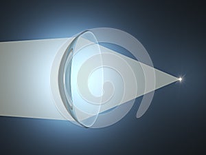 Contact lenses lens light. physics science concept 3D