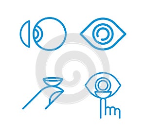 Contact lenses line icon set. Eye health, oculist.