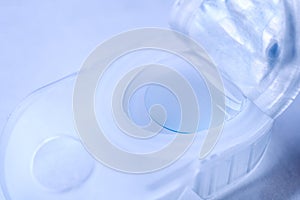 Contact lenses, ultra-wetting and comfortable wearing of contact lenses. Medicine and vision concept