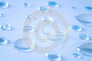 Contact lenses and water droplets, ultra-wetting and comfortable wearing of contact lenses photo