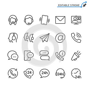 Contact line icons. Editable stroke