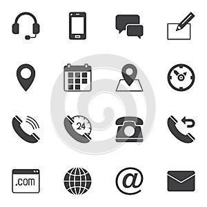 Contact line icons set