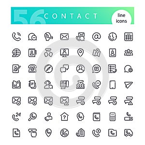 Contact Line Icons Set