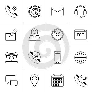 Contact line icons set, outline vector symbol collection, linear pictogram pack. Signs, logo illustration.