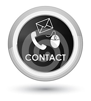 Contact (phone email and mouse icon) black prime round button