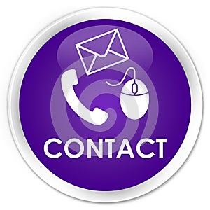 Contact (phone email and mouse icon) purple premium round button