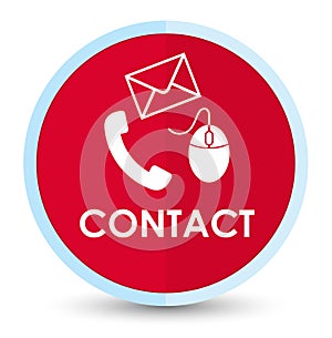 Contact (phone email and mouse icon) red flat prime round button