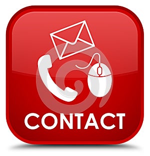 Contact (phone email and mouse icon) red special square button