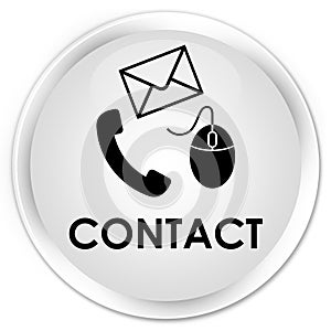 Contact (phone email and mouse icon) white premium round button