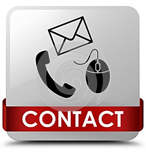 Contact (phone email and mouse icon) white square button red rib