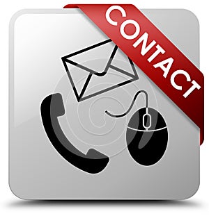 Contact (phone email and mouse icon) white square button red rib