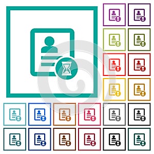 Contact processing flat color icons with quadrant frames