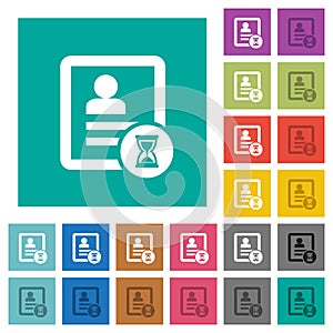 Contact processing square flat multi colored icons