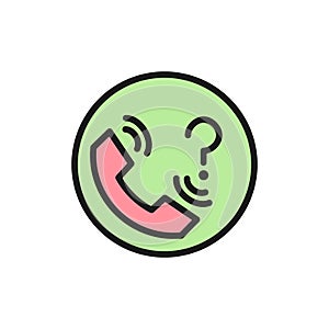 Contact support with question mark flat color icon.