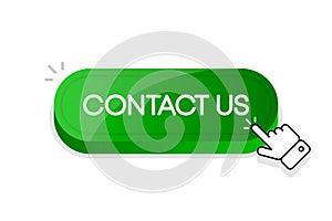 Contact Us 3d button. Mouse touched button. Vector illustration.